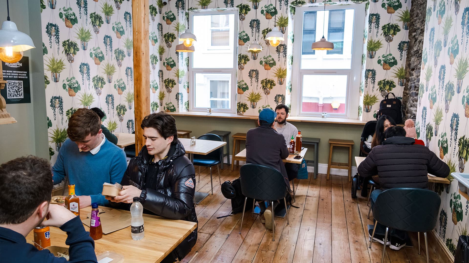 Customers eating at Nourish